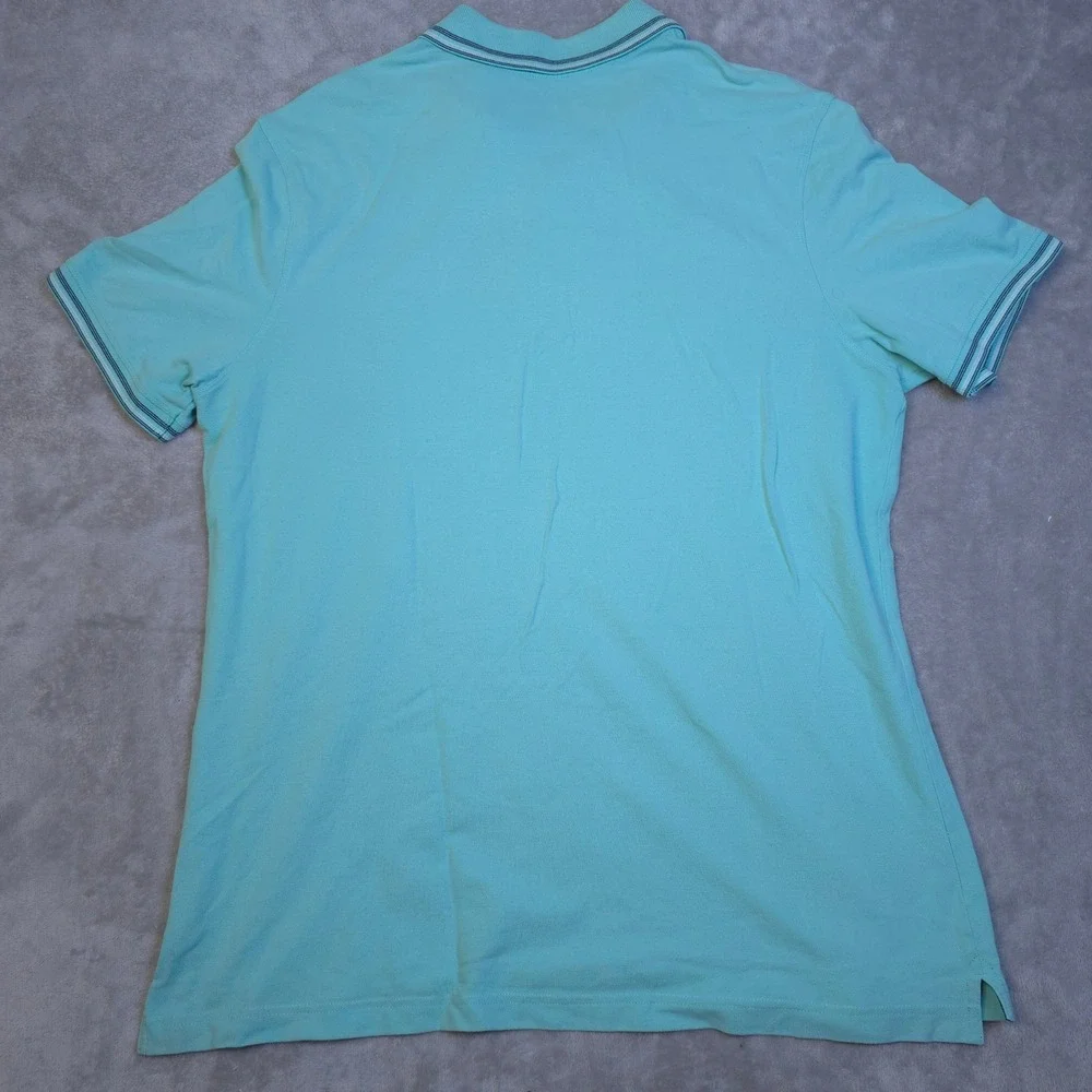 Banana Republic Milly Polo Mens XL Aqua Blue Striped Pique Preppy Summer Casual